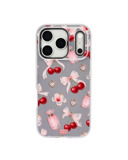 Cherry Perfume Coquette Repeat Pop iPhone Case – Gray color