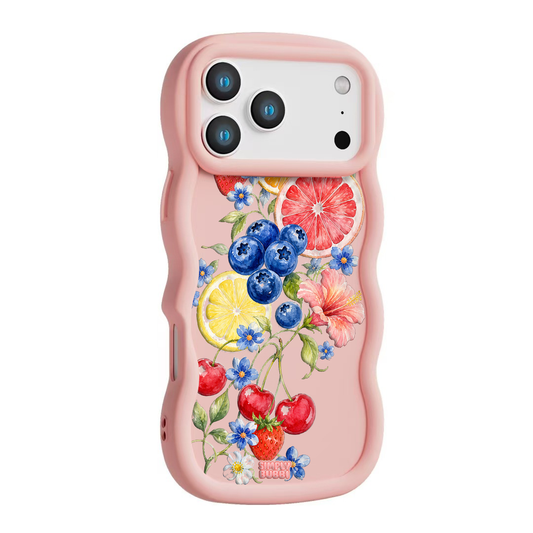 Citrus Berry Garden Wavy iPhone Case – Blush color