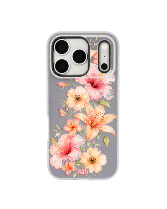 Peach Tropical Floral Cascade Pop iPhone Case – Gray color