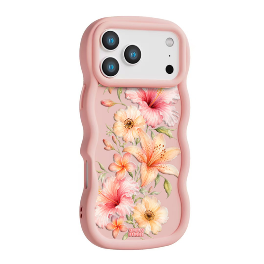 Peach Tropical Floral Cascade Wavy iPhone Case – Blush color