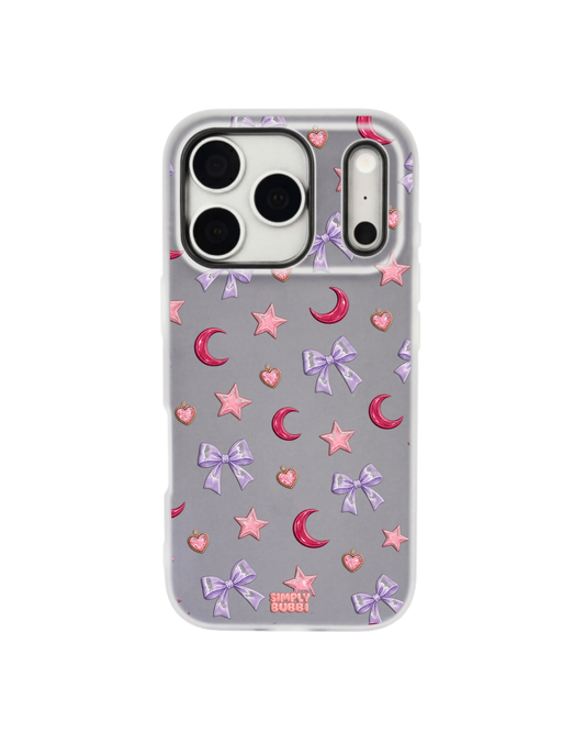 Lilac Celestial Bow Repeat Pop iPhone Case – Gray color
