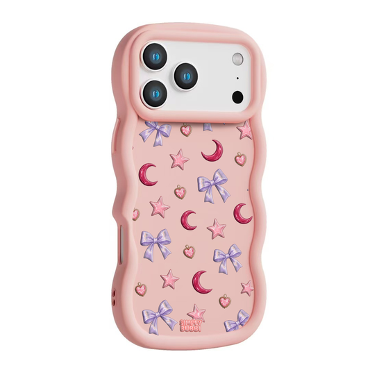 Lilac Celestial Bow Repeat Wavy iPhone Case – Blush color