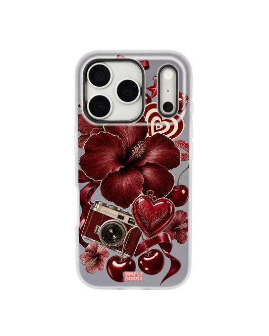 Oxblood Retro Collage Pop iPhone Case – Gray color