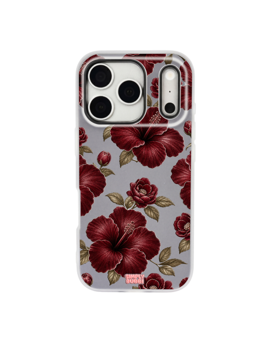 Oxblood Hibiscus Pattern Pop iPhone Case – Gray color