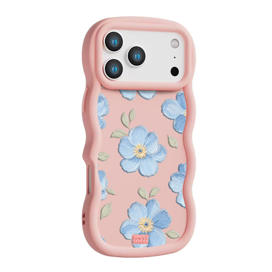 Powder Blue Impasto Floral Wavy iPhone Case – Blush color
