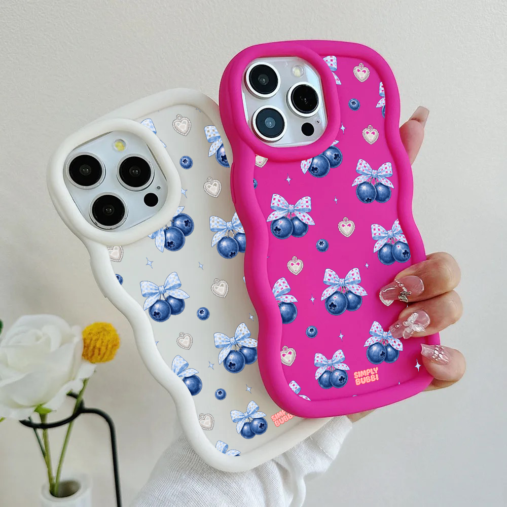 Blueberry Gingham Coquette Wavy iPhone Case