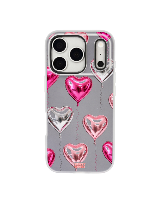 Foil Heart Balloon Repeat Pop iPhone Case – Gray color