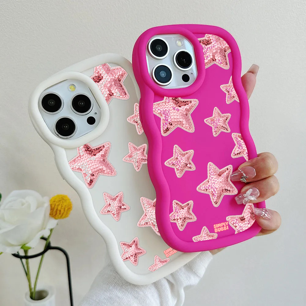 Rose Sequin Star Repeat Wavy iPhone Case