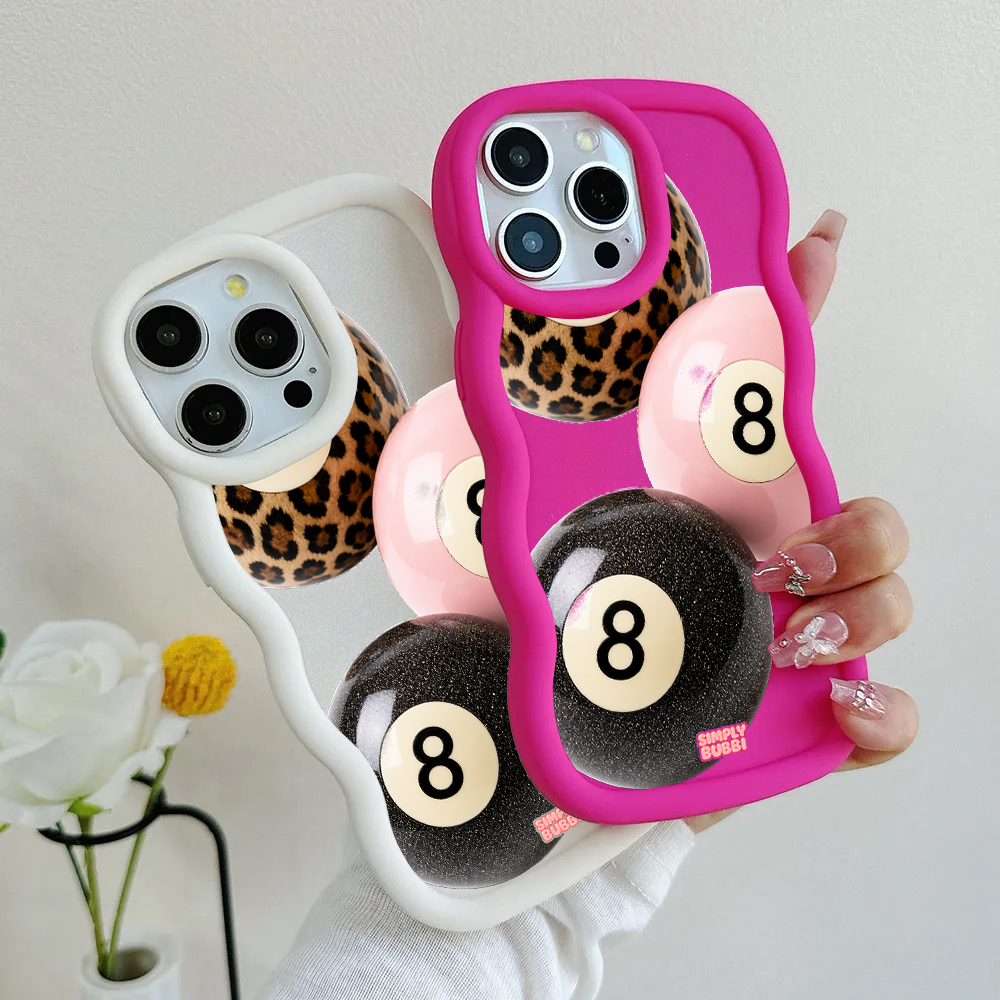 Leopard Blush Glitter 8 Balls Wavy iPhone Case