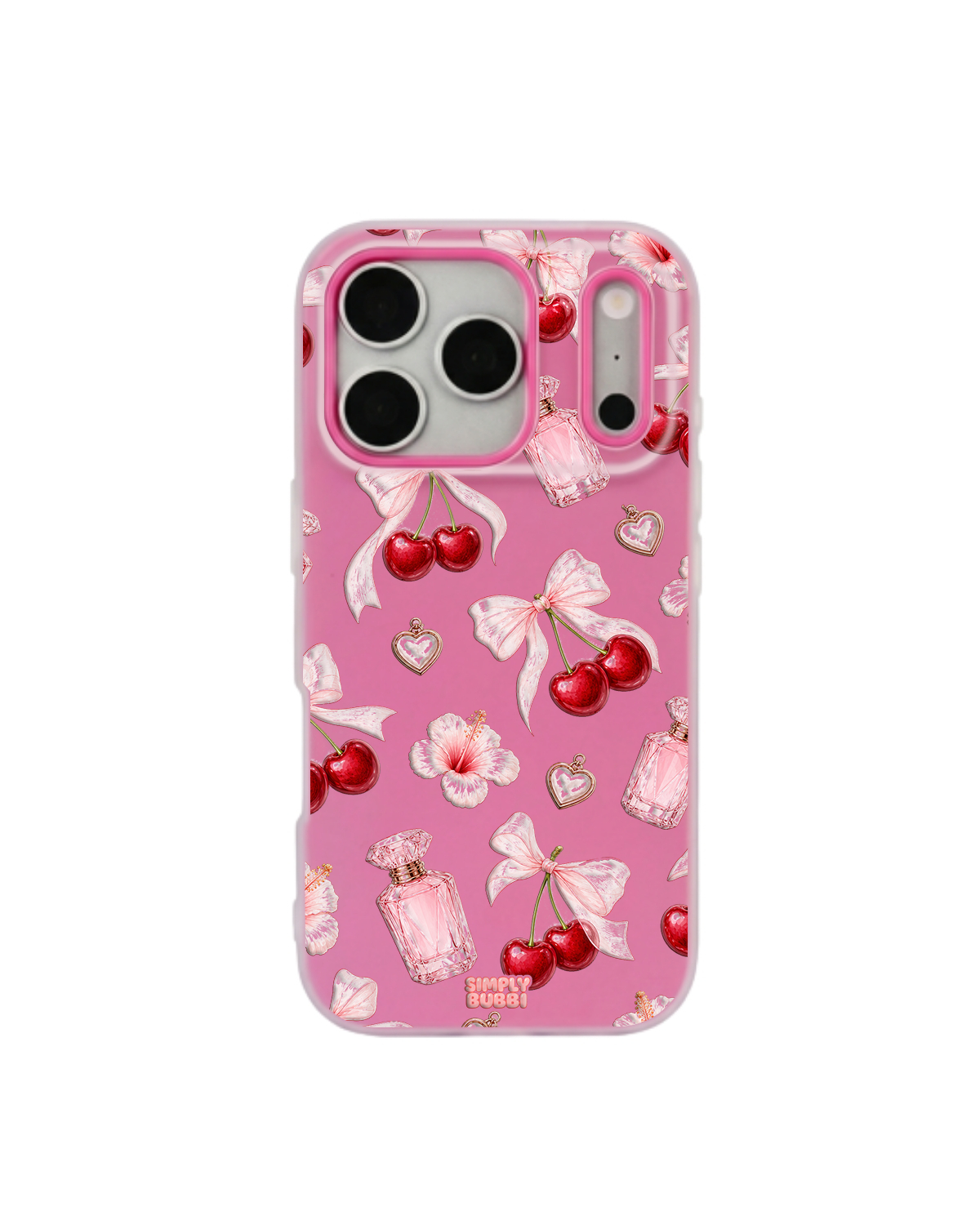 Cherry Perfume Coquette Repeat Pop iPhone Case – Hot Pink color