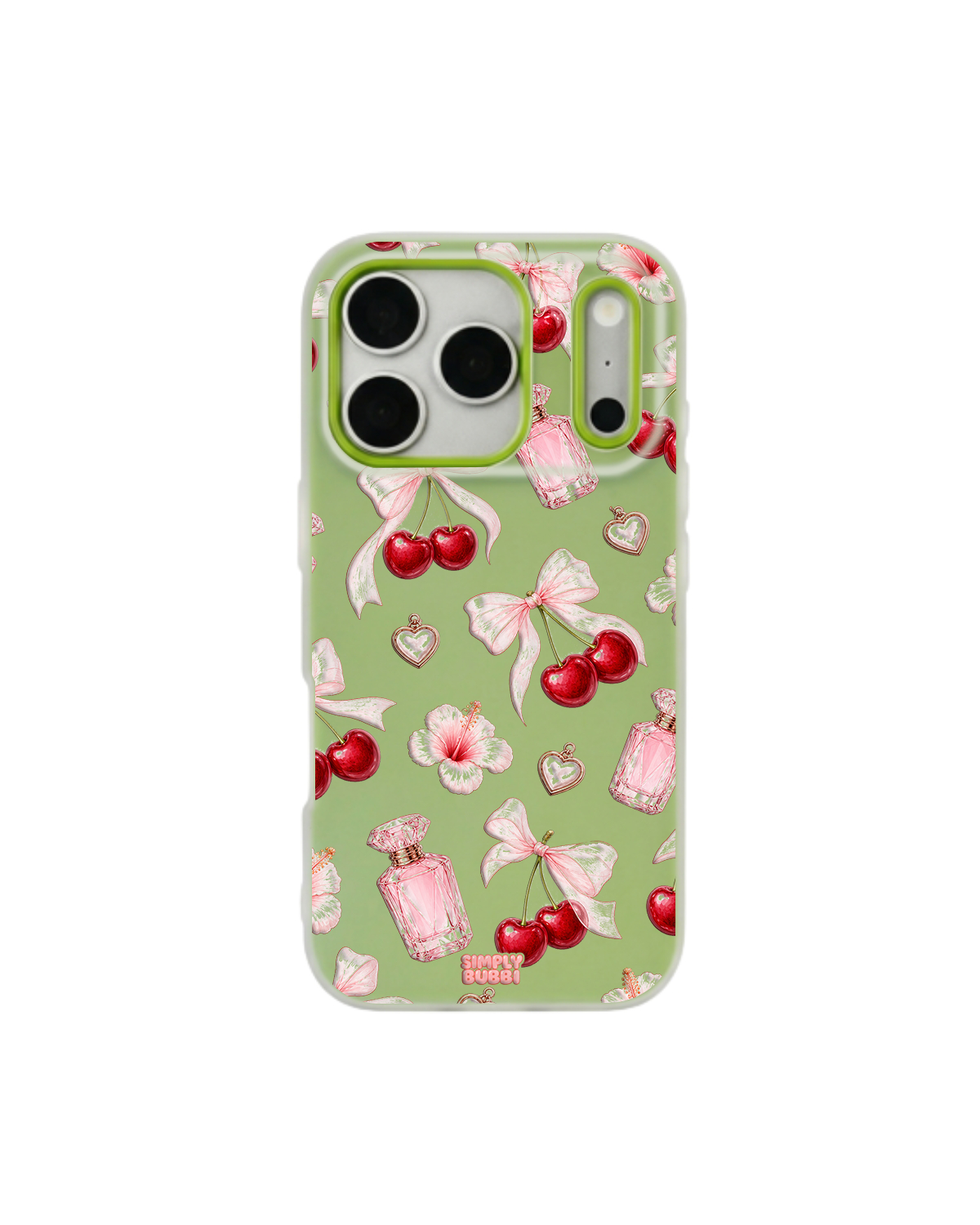 Cherry Perfume Coquette Repeat Pop iPhone Case – Lime color