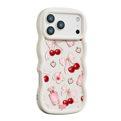 Cherry Perfume Coquette Repeat Wavy iPhone Case – Cream