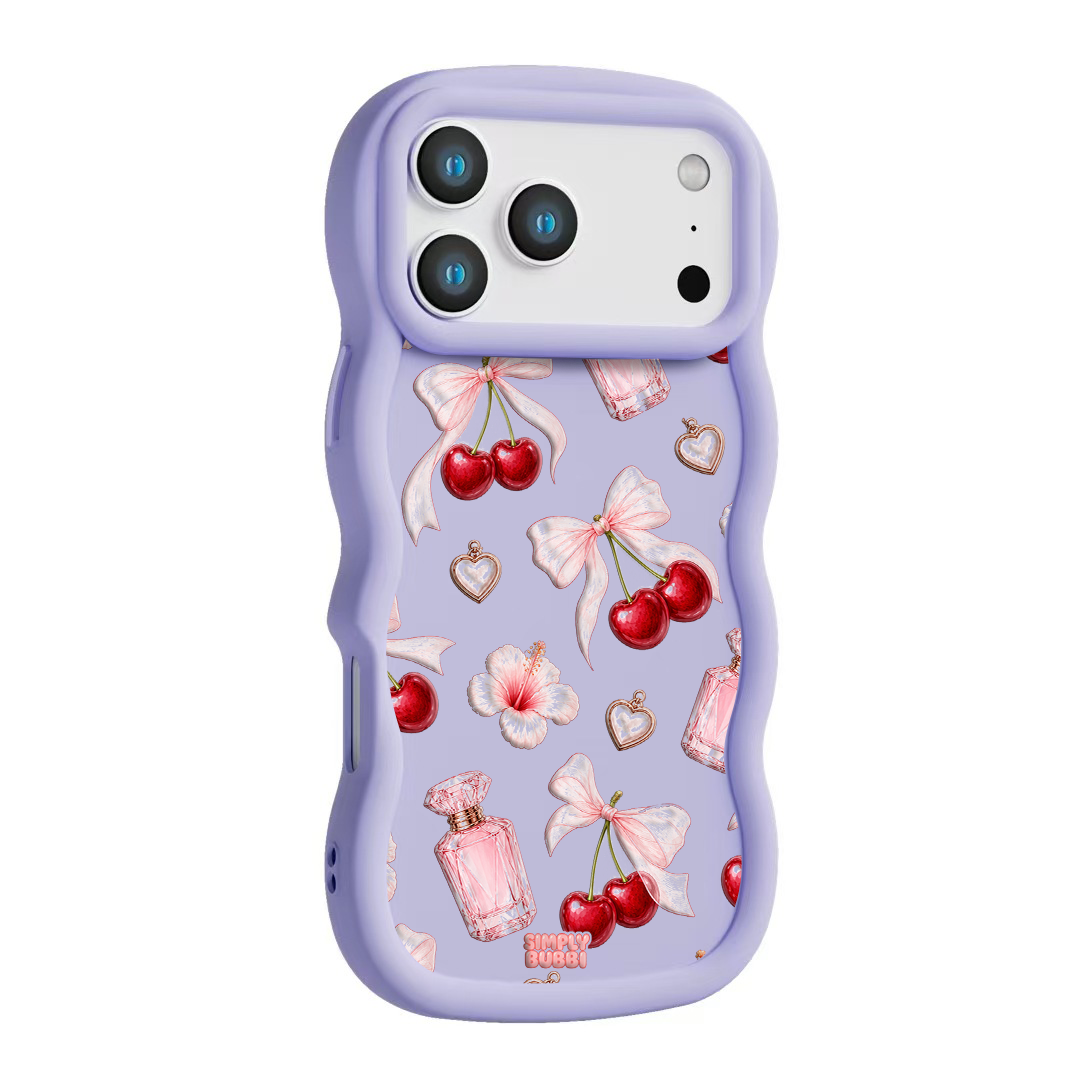 Cherry Perfume Coquette Repeat Wavy iPhone Case – Lilac color