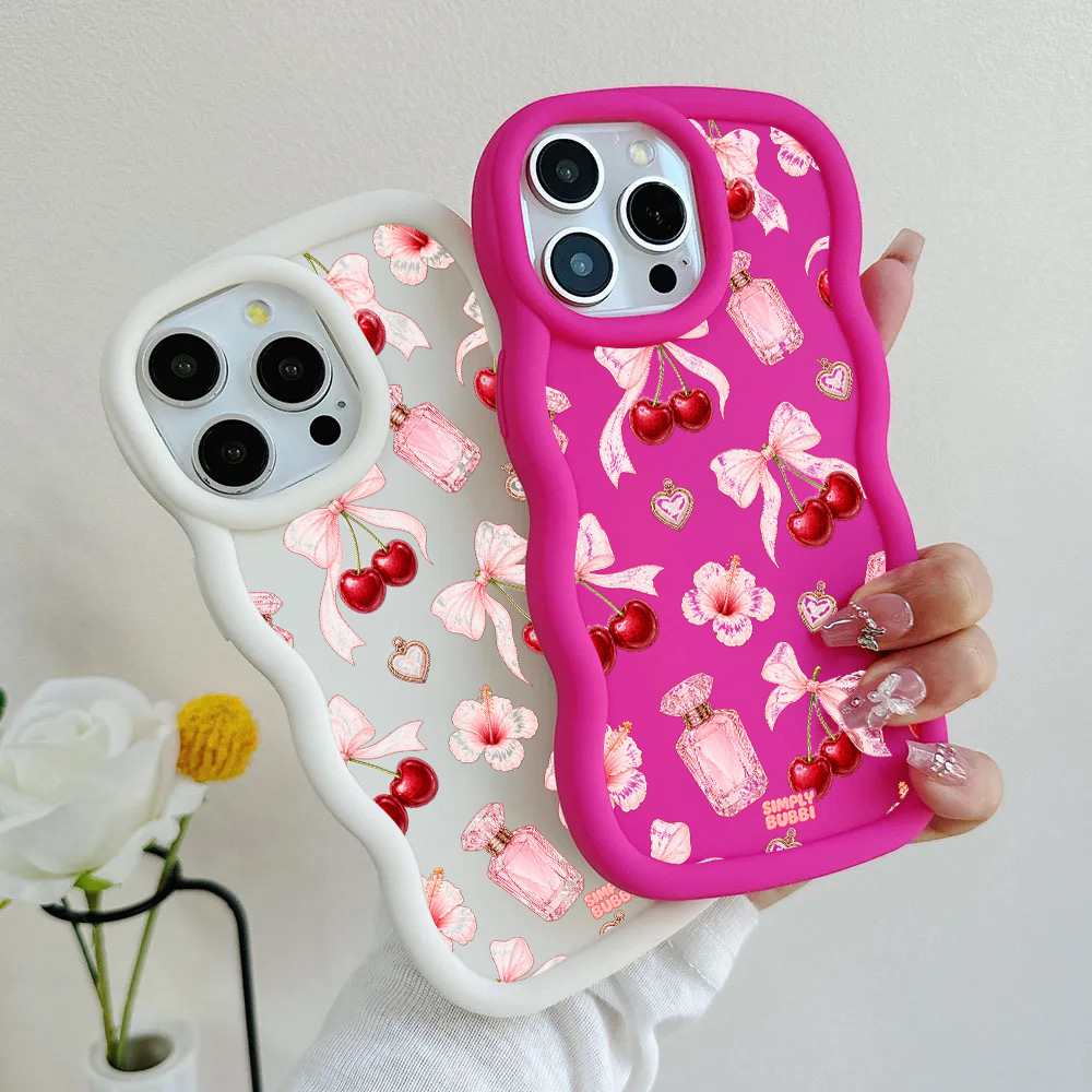 Cherry Perfume Coquette Repeat Wavy iPhone Case – product view 1