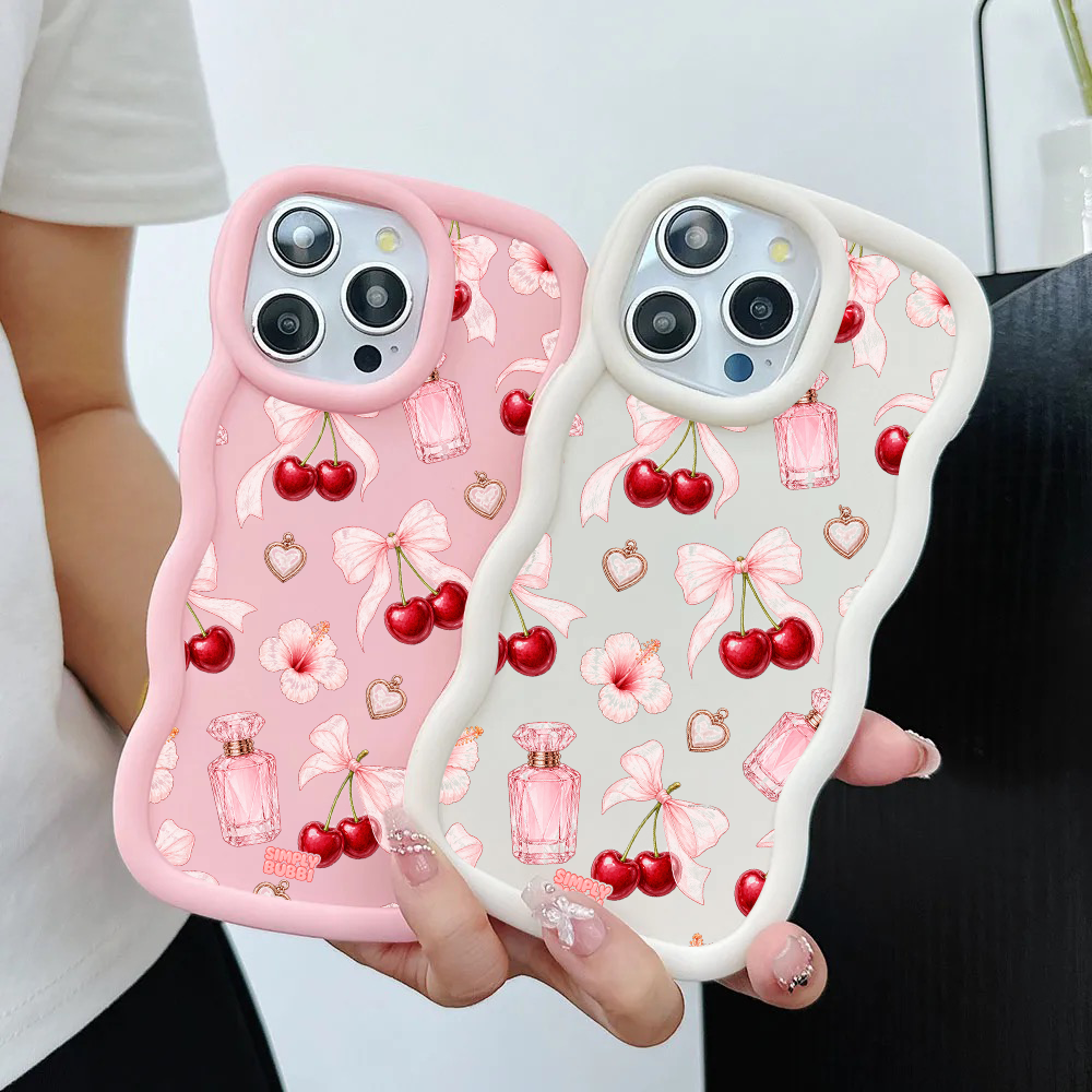 Cherry Perfume Coquette Repeat Wavy iPhone Case – product view 2