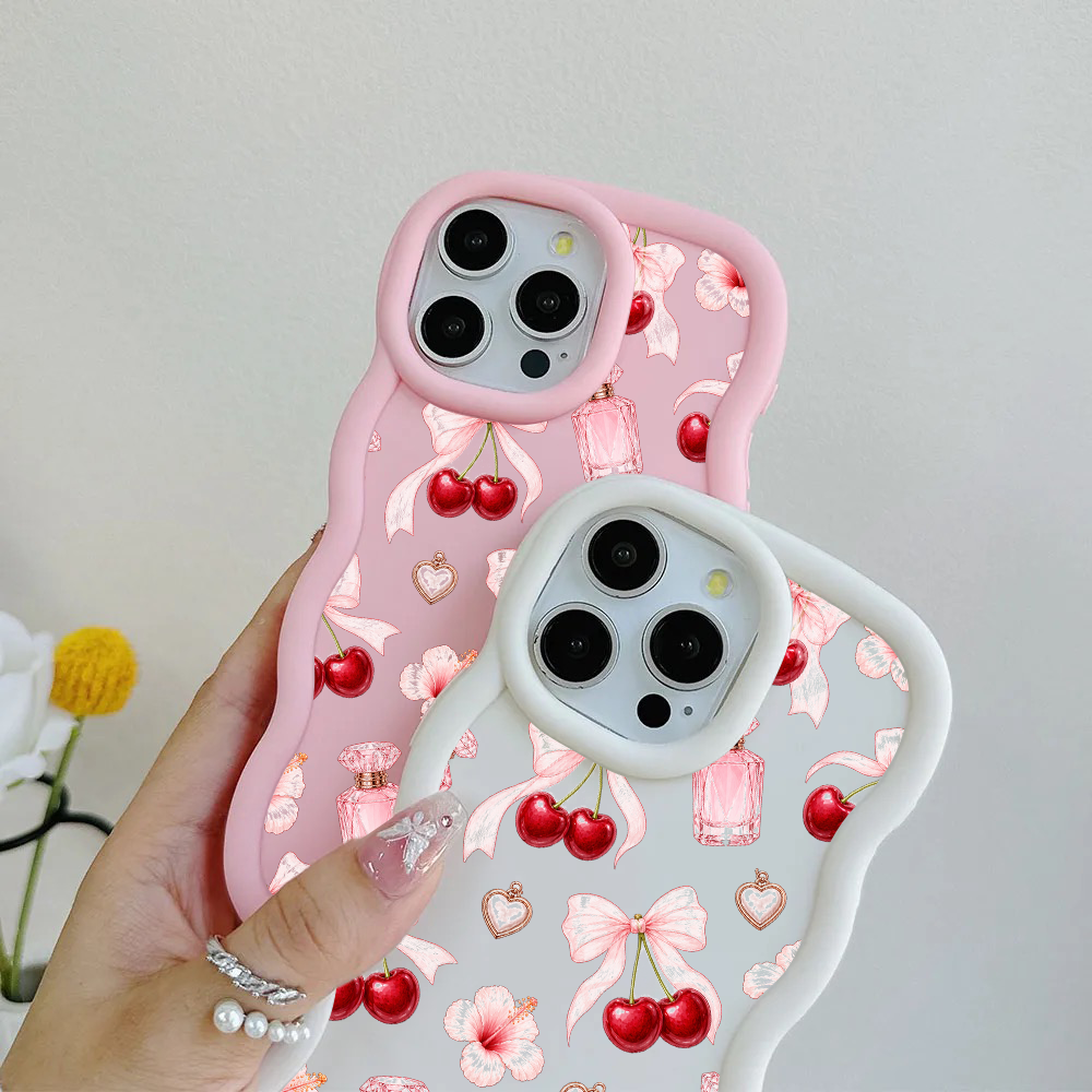 Cherry Perfume Coquette Repeat Wavy iPhone Case – product view 3