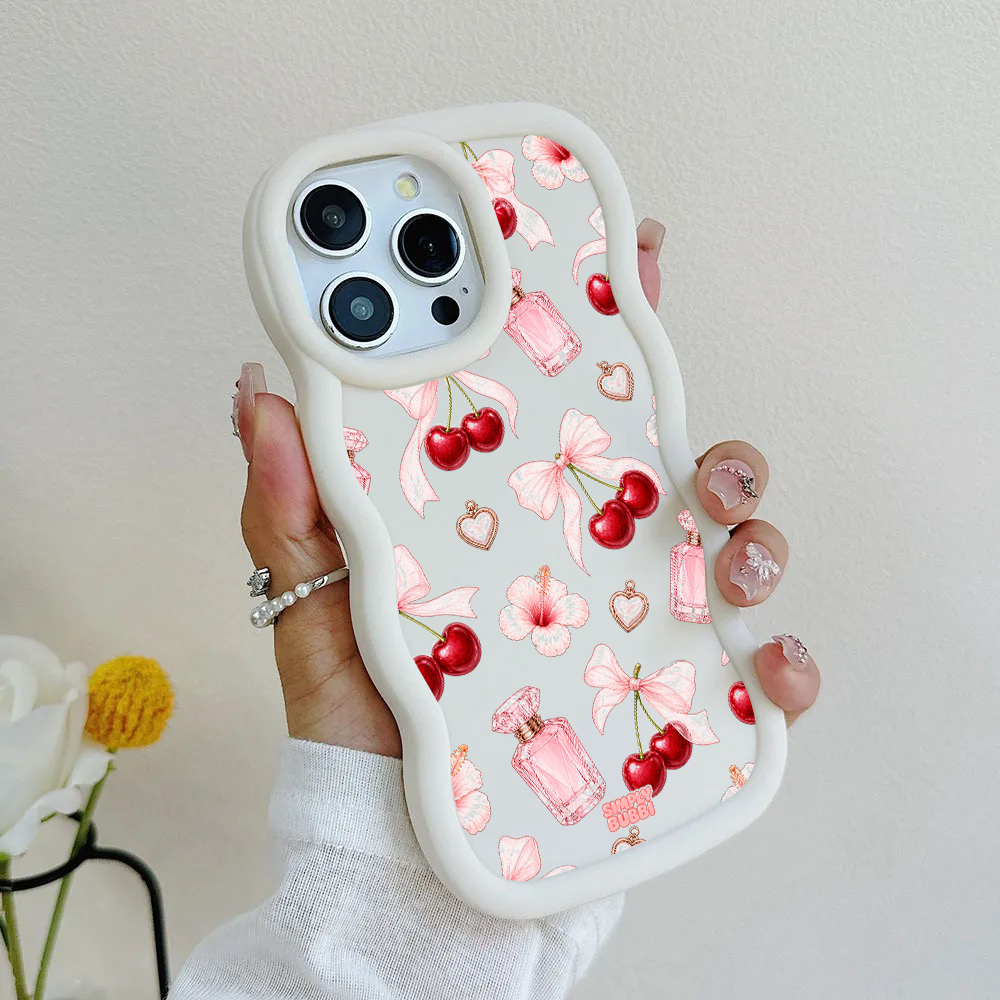 Cherry Perfume Coquette Repeat Wavy iPhone Case