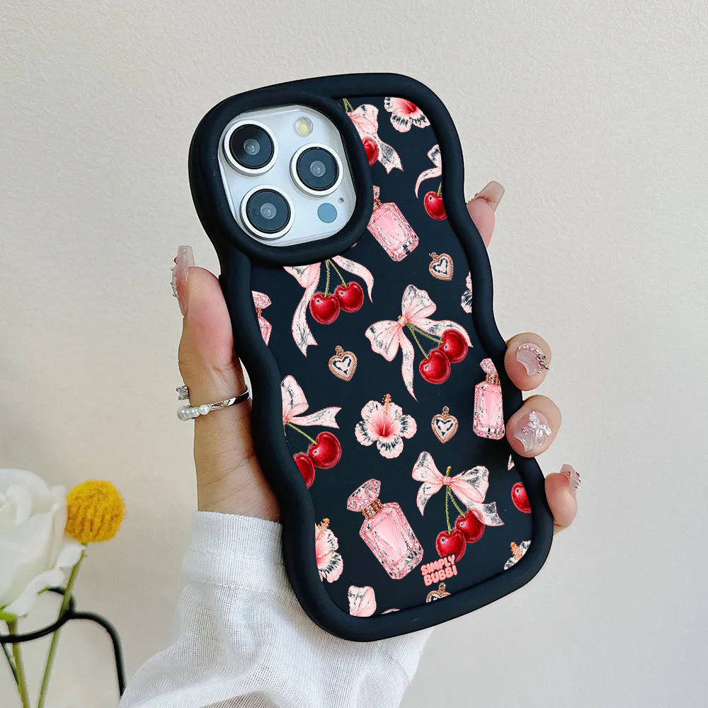 Cherry Perfume Coquette Repeat Wavy iPhone Case