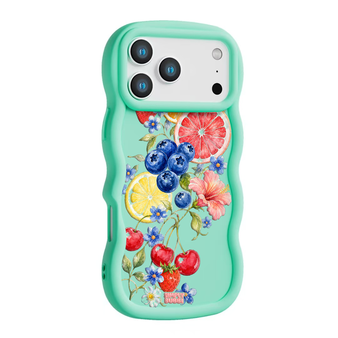Citrus Berry Garden Wavy iPhone Case – Mint color