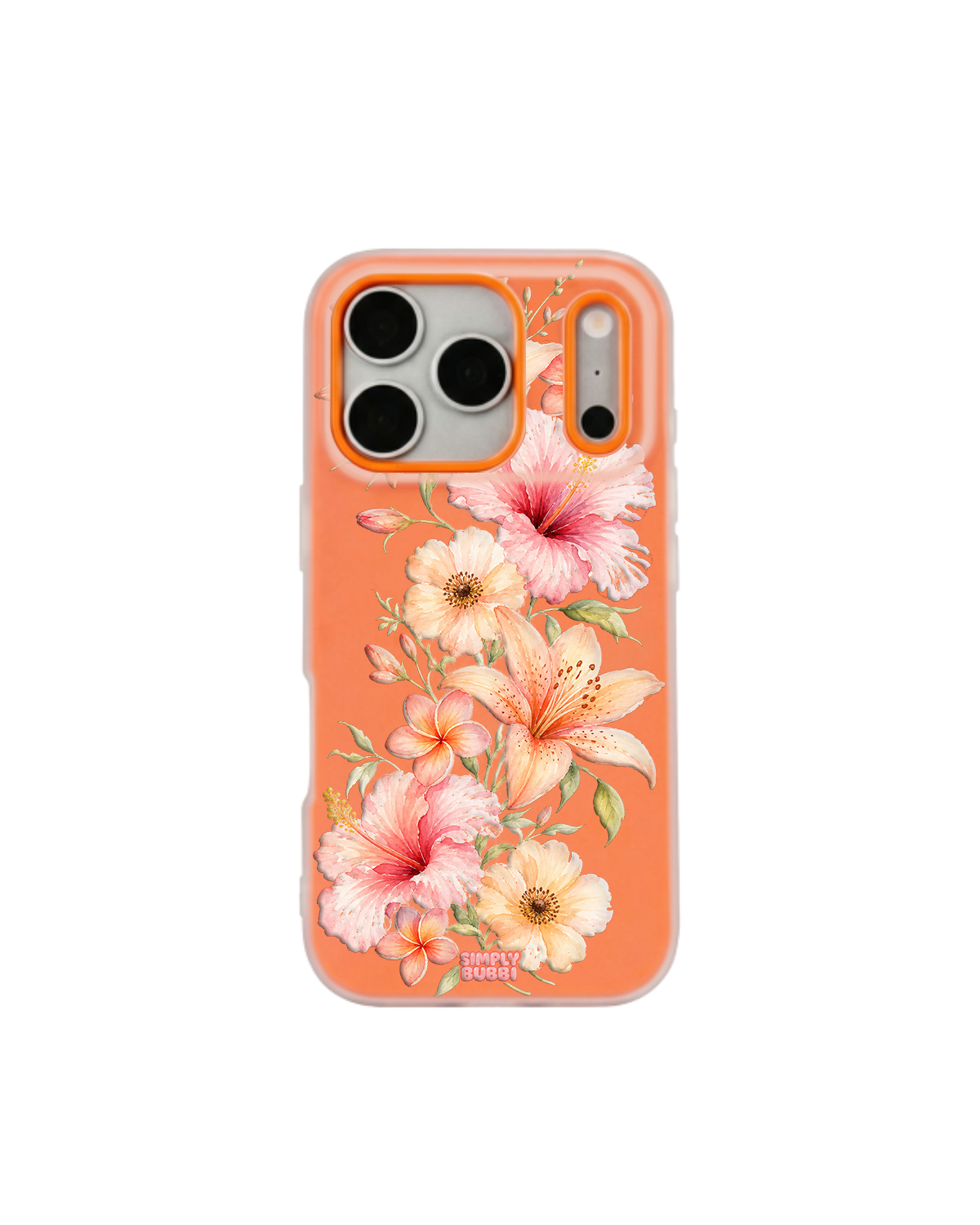 Peach Tropical Floral Cascade Pop iPhone Case – Orange color