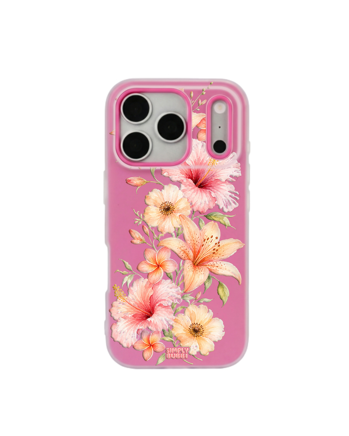 Peach Tropical Floral Cascade Pop iPhone Case – Hot Pink color