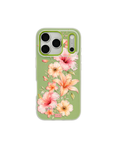 Peach Tropical Floral Cascade Pop iPhone Case – Lime