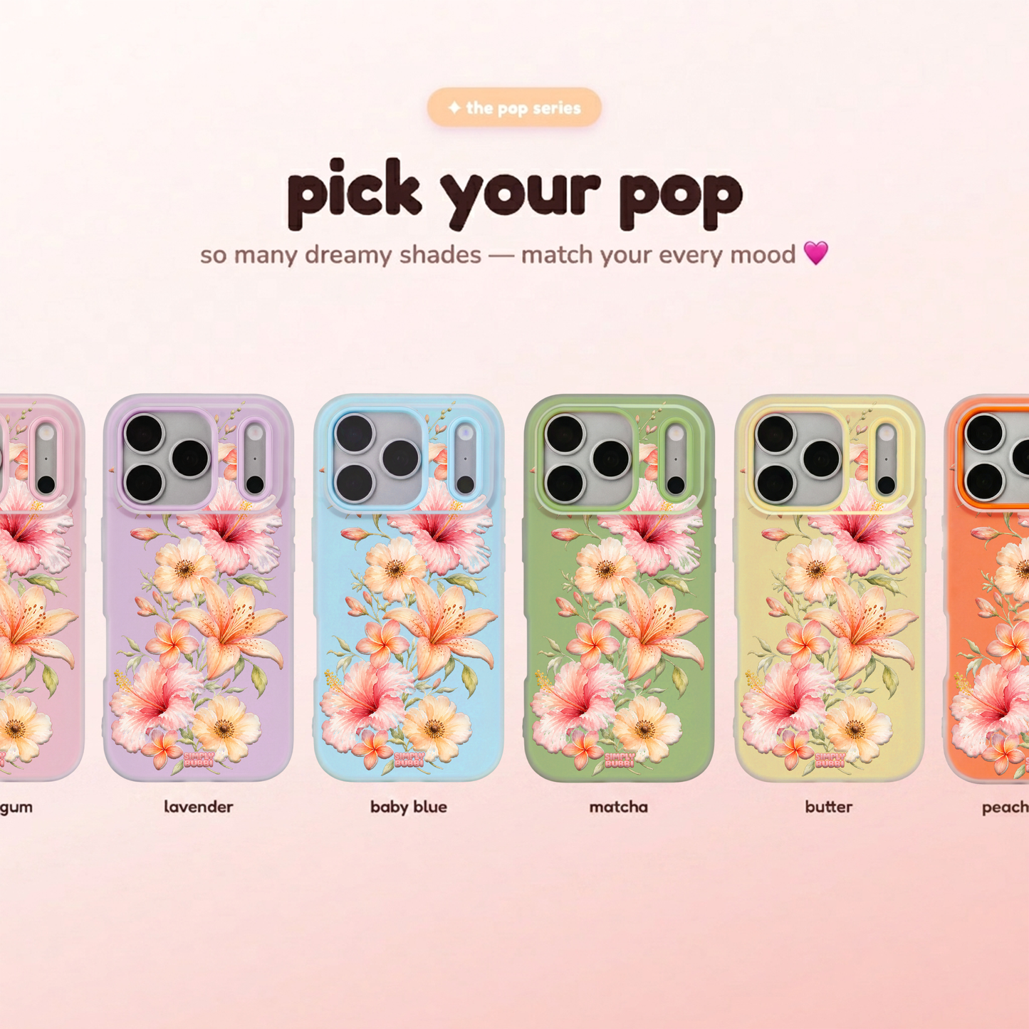 Peach Tropical Floral Cascade Pop iPhone Case – product view 1