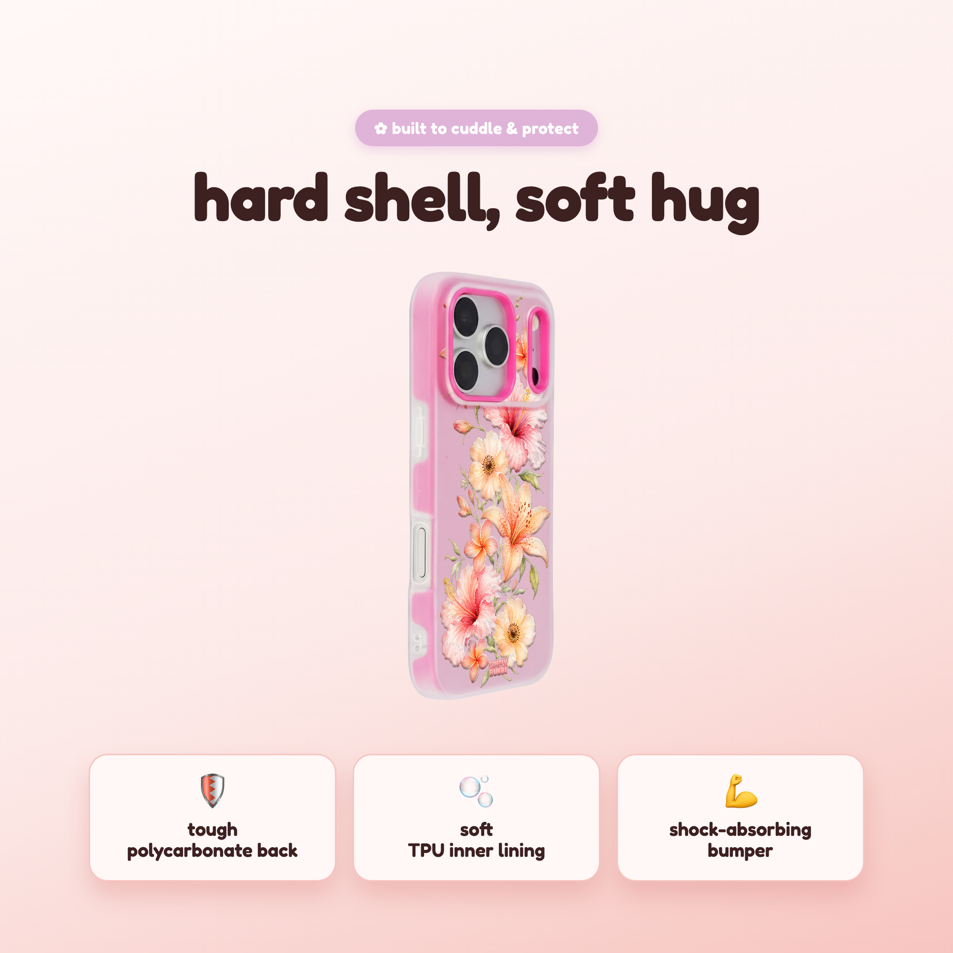 Peach Tropical Floral Cascade Pop iPhone Case – product view 2