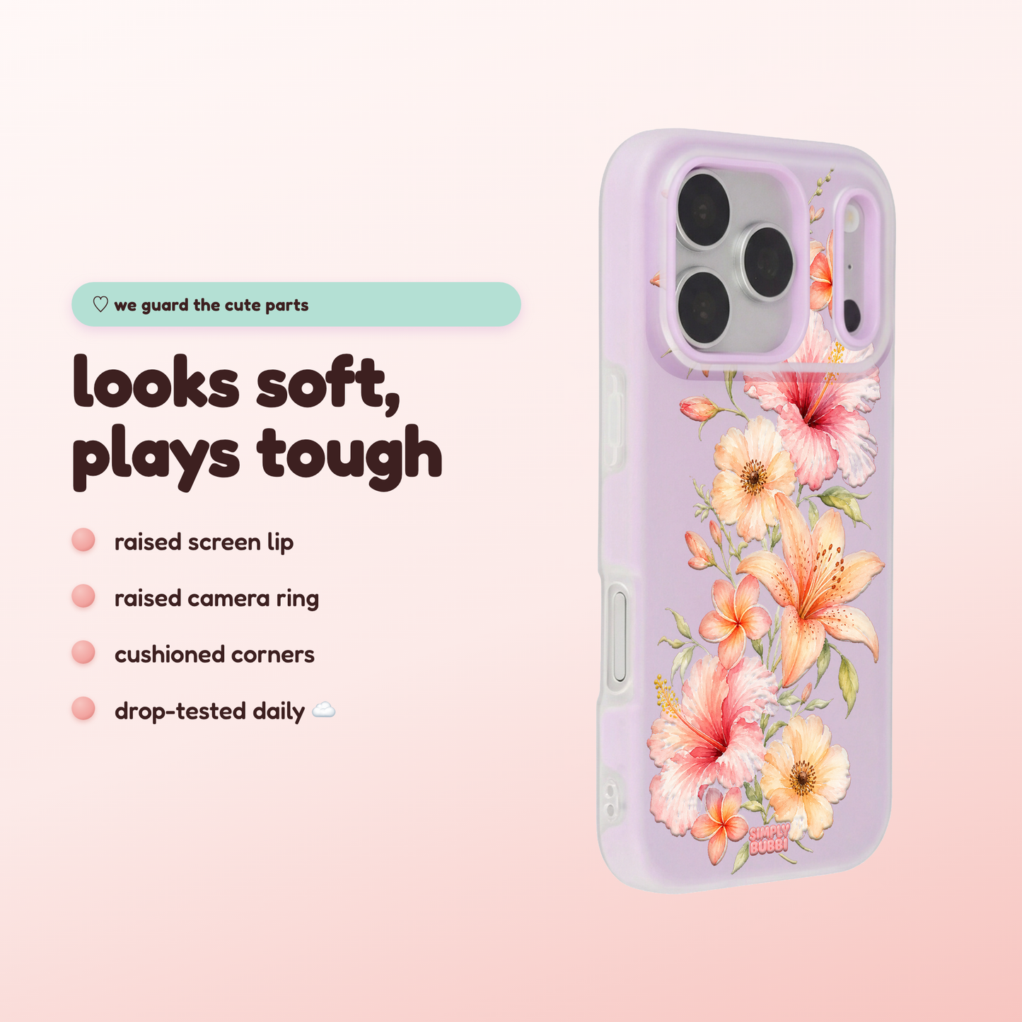 Peach Tropical Floral Cascade Pop iPhone Case – product view 3