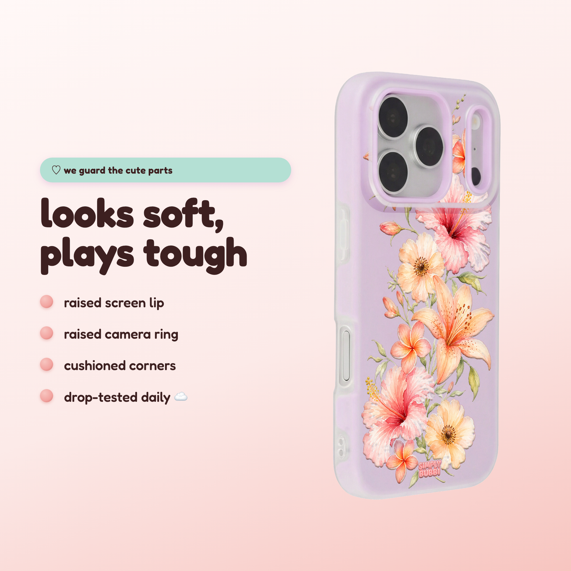 Peach Tropical Floral Cascade Pop iPhone Case – product view 3