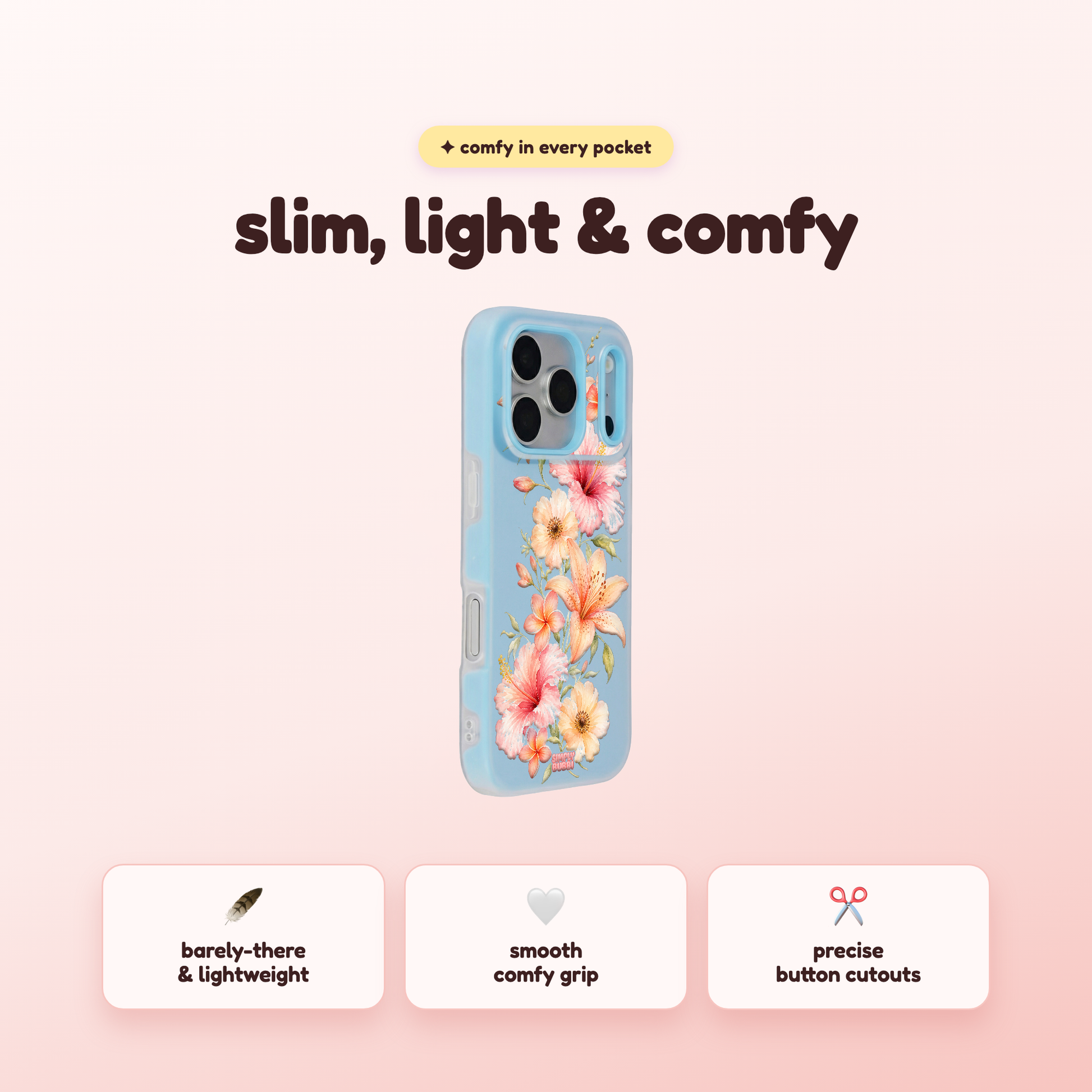 Peach Tropical Floral Cascade Pop iPhone Case – product view 4