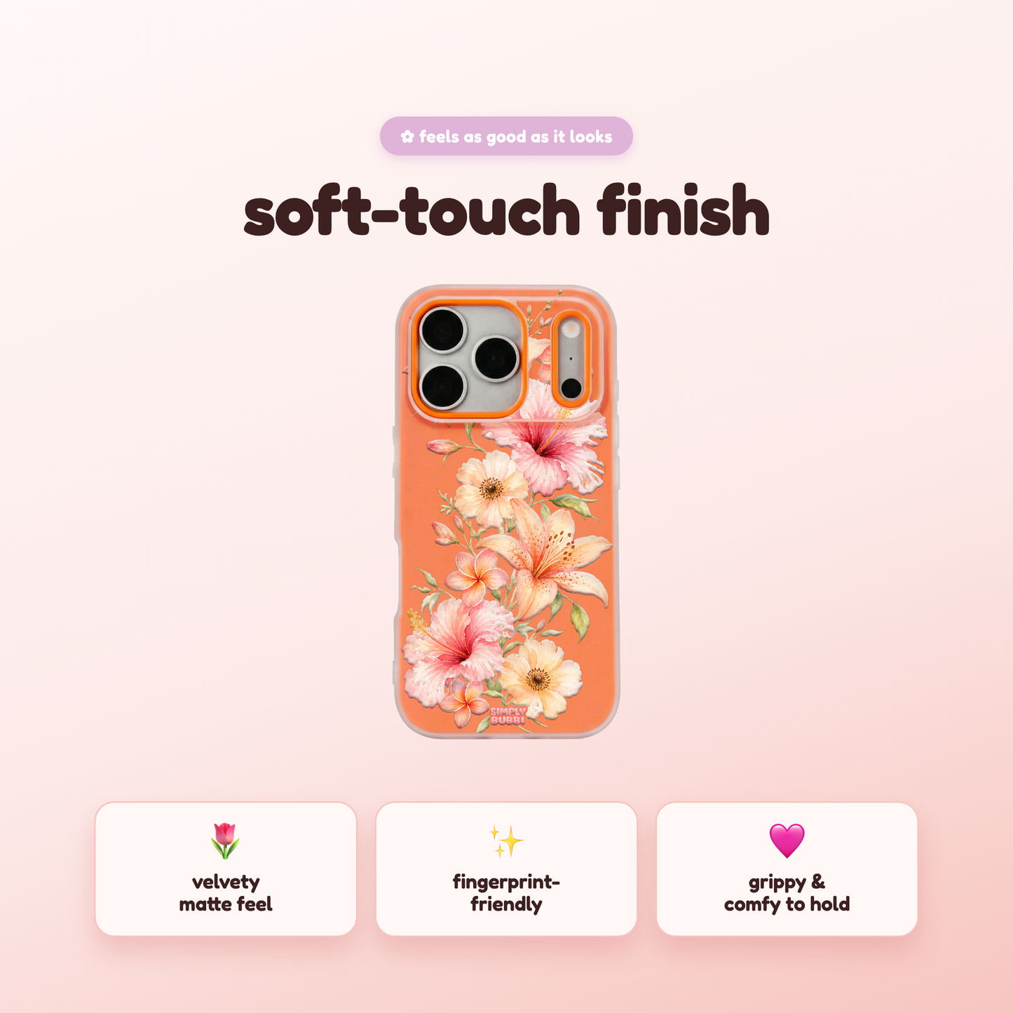 Peach Tropical Floral Cascade Pop iPhone Case – product view 5