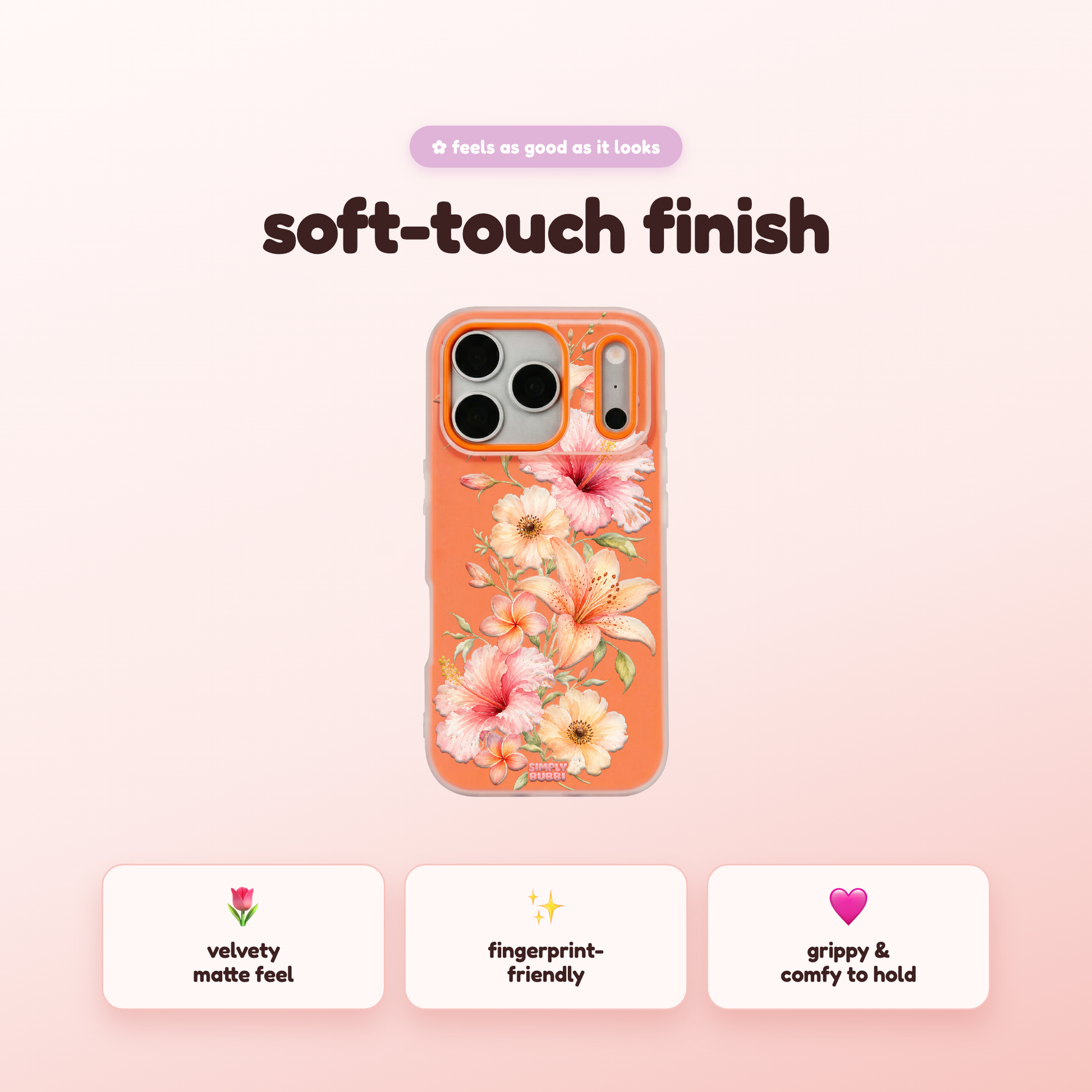 Peach Tropical Floral Cascade Pop iPhone Case – product view 5