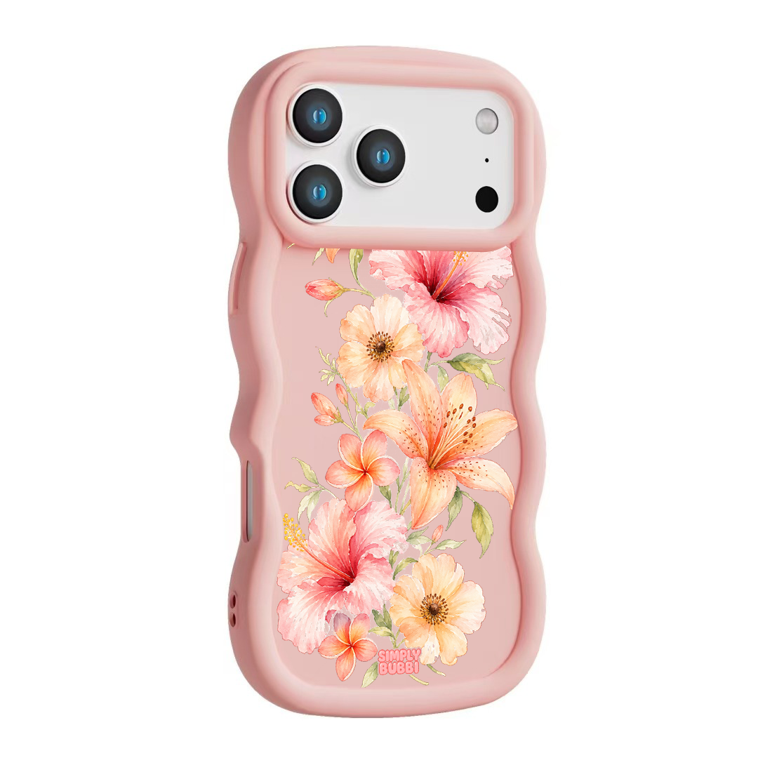 Peach Tropical Floral Cascade Wavy iPhone Case – product view 9