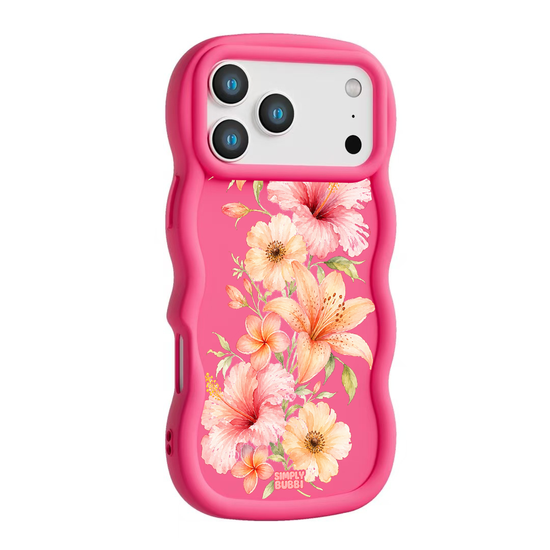 Peach Tropical Floral Cascade Wavy iPhone Case – product view 10