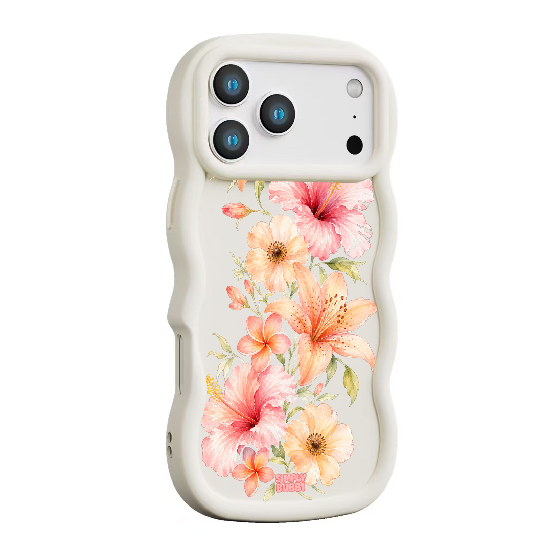 Peach Tropical Floral Cascade Wavy iPhone Case – product view 11