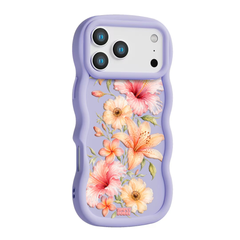Peach Tropical Floral Cascade Wavy iPhone Case – Lilac
