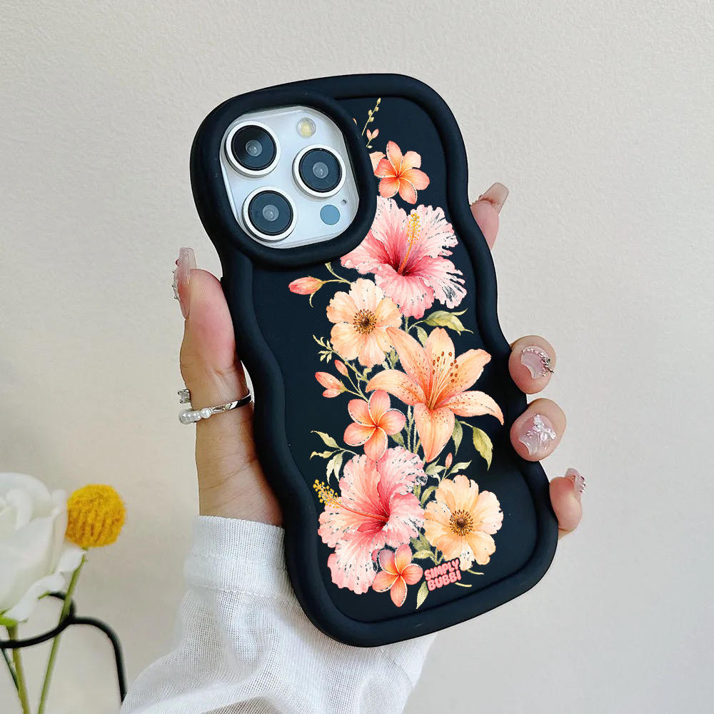 Peach Tropical Floral Cascade Wavy iPhone Case – product view 5