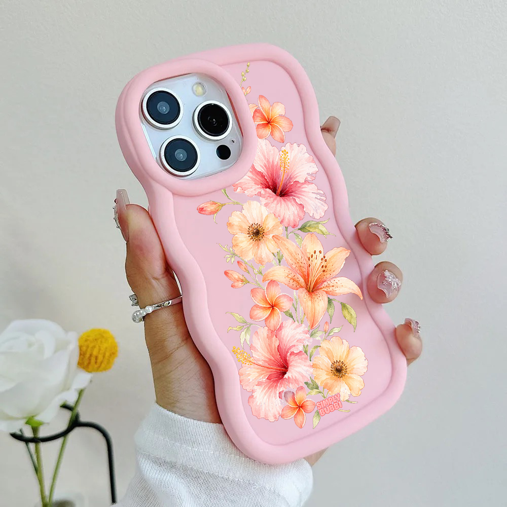 Peach Tropical Floral Cascade Wavy iPhone Case – product view 6
