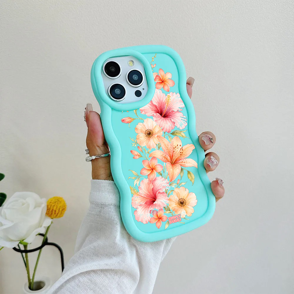 Peach Tropical Floral Cascade Wavy iPhone Case – product view 7