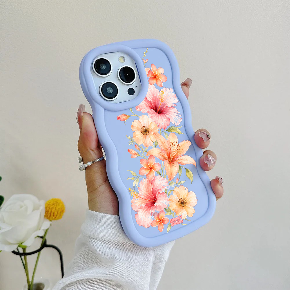 Peach Tropical Floral Cascade Wavy iPhone Case – product view 8