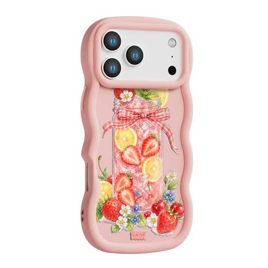 Strawberry Lemonade Jar Wavy iPhone Case – Blush color