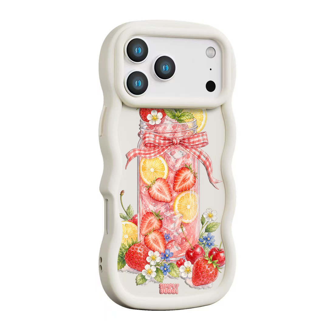 Strawberry Lemonade Jar Wavy iPhone Case – Cream color