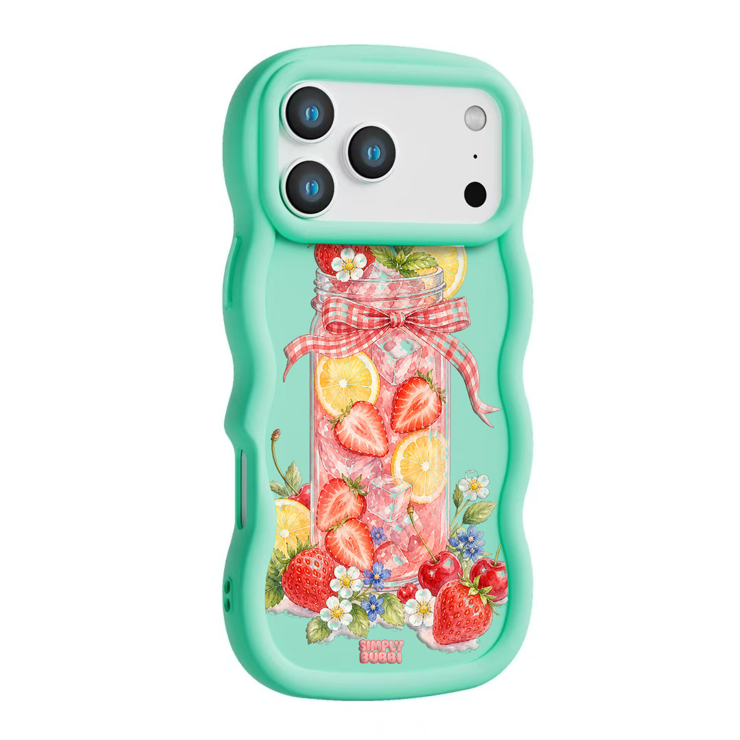 Strawberry Lemonade Jar Wavy iPhone Case – Mint color