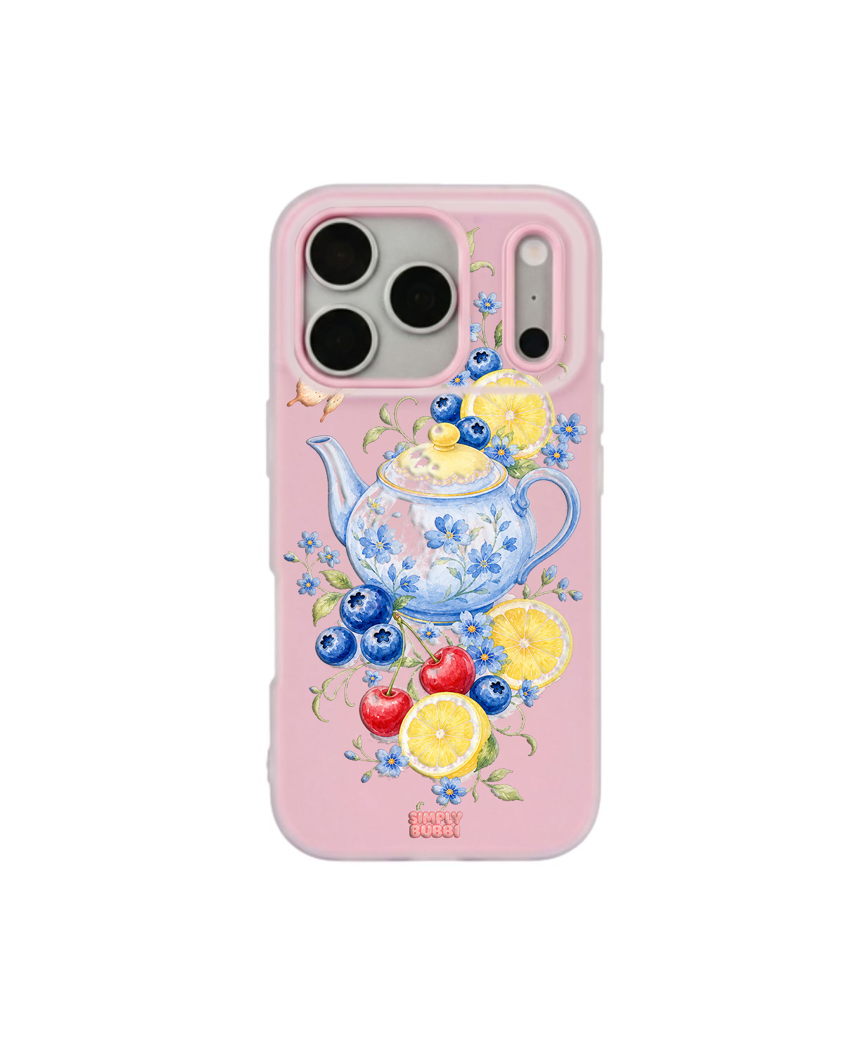 Blueberry Lemon Tea Pop iPhone Case – Pink color