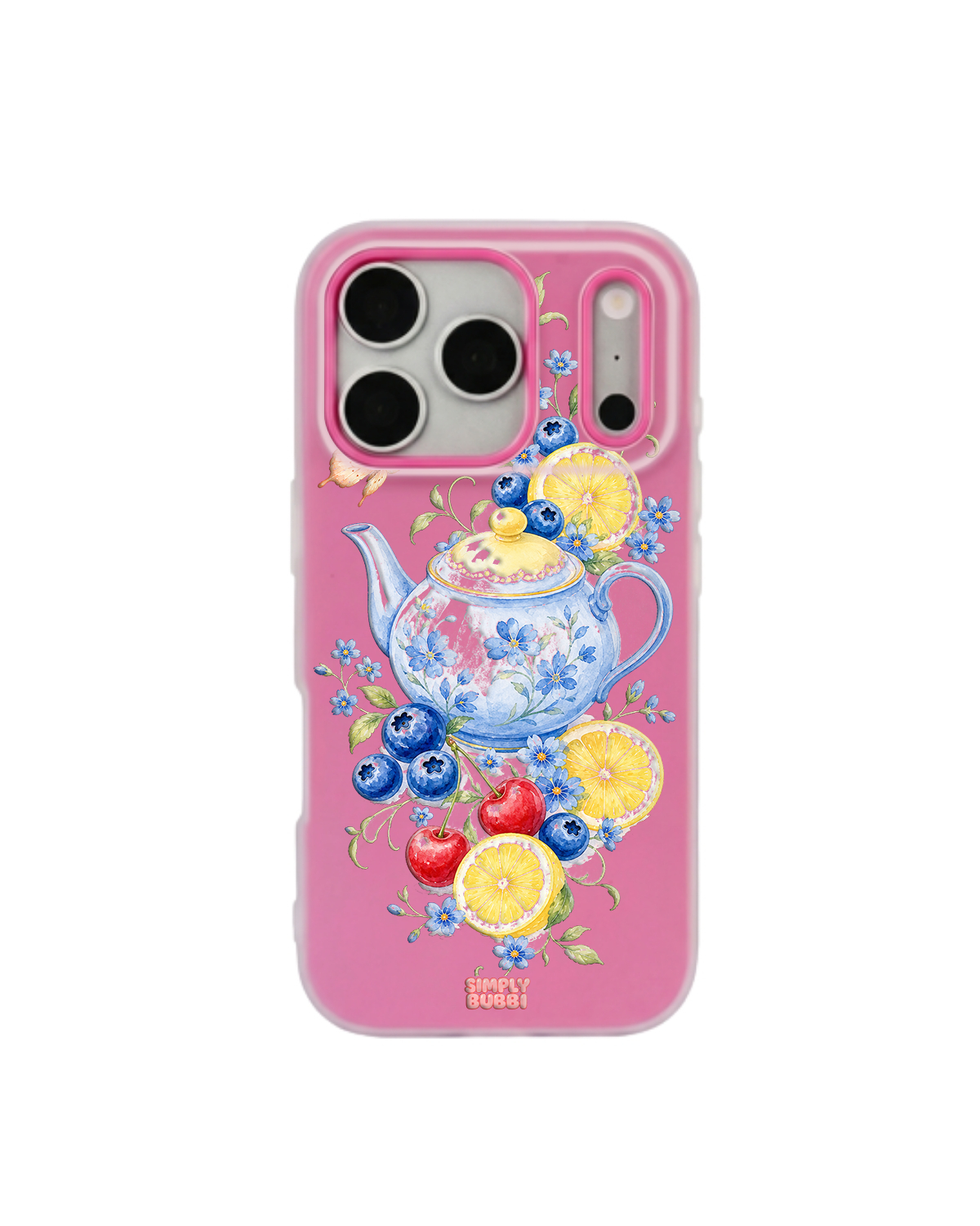 Blueberry Lemon Tea Pop iPhone Case – Hot Pink color