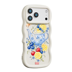 Blueberry Lemon Tea Wavy iPhone Case – Cream