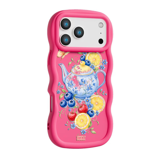 Blueberry Lemon Tea Wavy iPhone Case – Hot Pink color