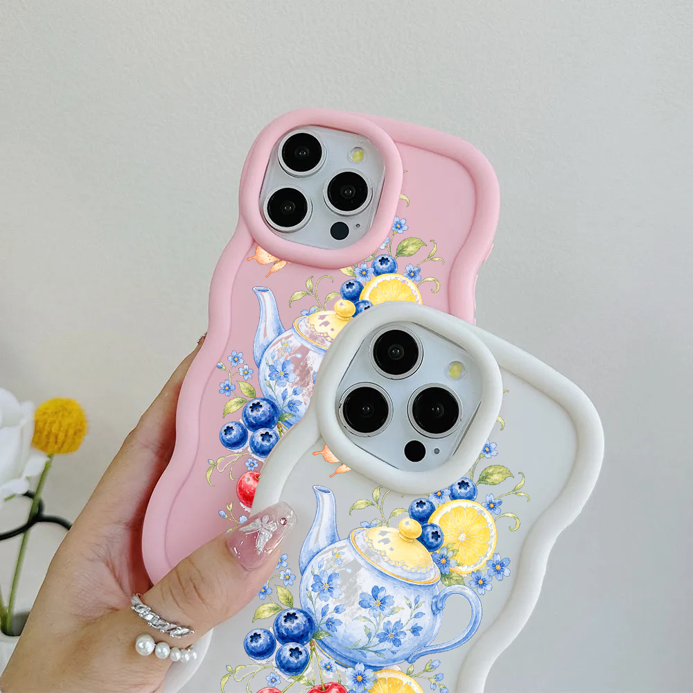 Blueberry Lemon Tea Wavy iPhone Case – product view 3