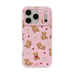 Teddy Bow Heart Repeat Pop iPhone Case – Blush